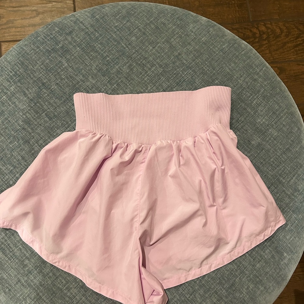 Free People Light Pink High-Waist Pull-On Athletic Shorts